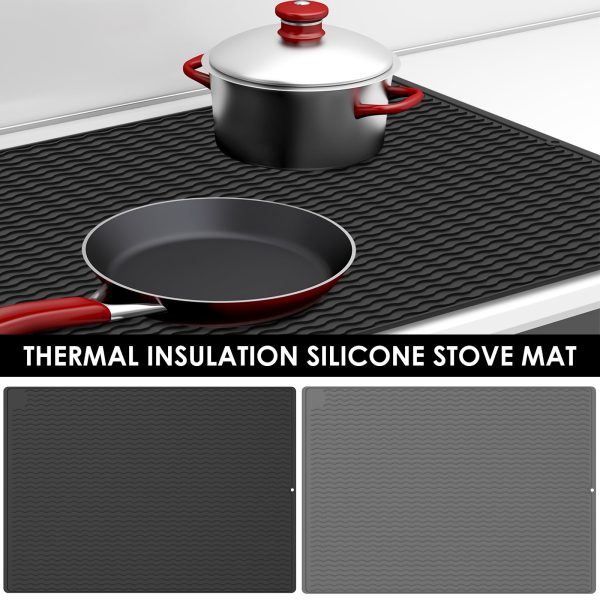 Jetcloudlive Stove Top Covers for Electric Stove,28 x 20 Silicone Heat Resistant Glass Cooktop Cover,Ceramic Stove Protector,Flat RV Range Stovetop Protector Pad,Dish Drying Mat for Kitchen