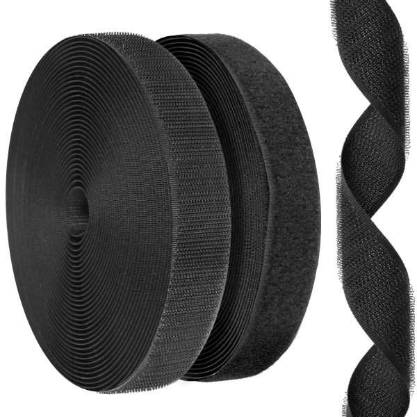 Xiyztok 2PCS Fastener Roll Strip 1Inch??32.8FT Nylon Hook and Loop Tape Velcro Straps Self-Adhesive Heavy Duty Strips Fastener Reusable Sticky Fastening Cable Ties Multi-Purpose for Home Car Clothing