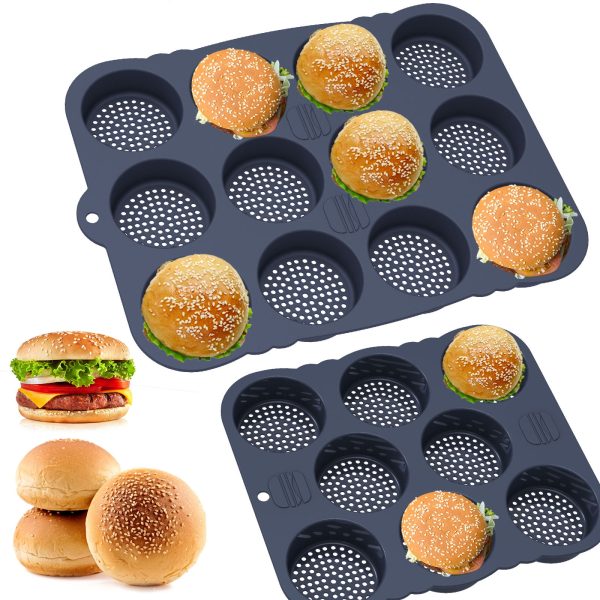 Jetcloudlive 8 Cavity Non-Stick Silicone Mesh Hamburger Bun Pan