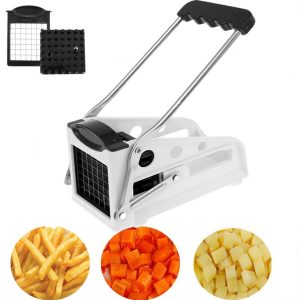 Jetcloudlive French Fry Cutter Multifunction Potato Slicer Vegetable Fruit Chopper with 2 Stainless Steel Blades for French Fries Chips Maker Potato Slicer for Tomato Potato Cooking Gadget Tool