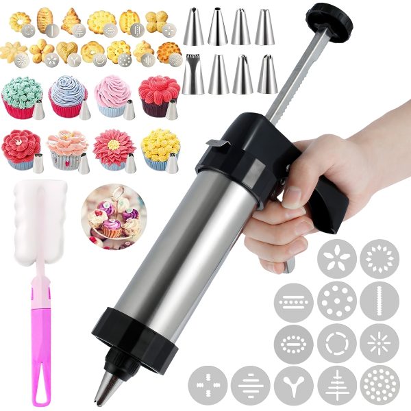 NUAHRHY Churrera Churro Maker Machine Stainless Steel Churro Maker Kit with 3 Different Tips Piping Nozzle Piping Bag Lightweight Hollow Churro Maker Tool for Making Churro