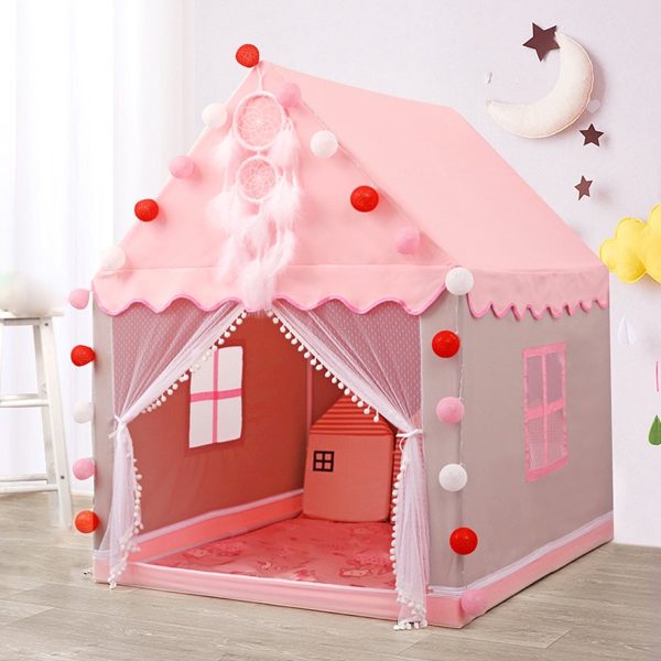 Tcwhniev Princess Tent Girls Large Playhouse Kids Castle Play Tent with Star Lights Toy for Children Indoor and Outdoor Games, 51.2 x 39.4 x 47.2,Pink