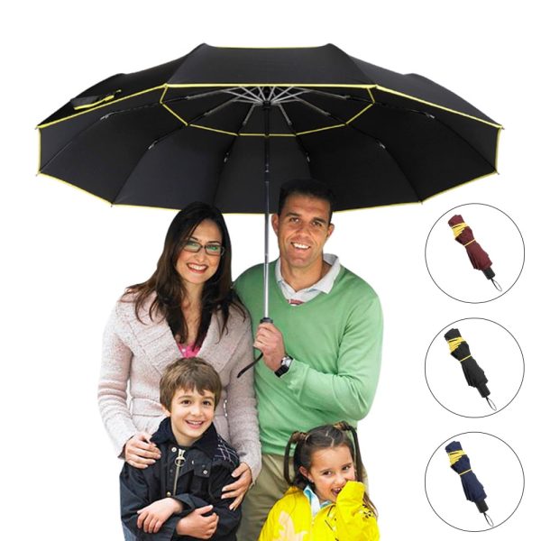 Tcwhniev Extra Oversize Large Compact Golf Umbrella Double Canopy Vented Windproof Waterproof Stormproof Canopy Rustproof Folding Compact Rain Umbrellas