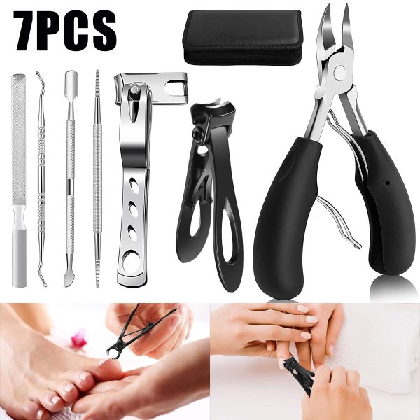 Gpoty 7 Pcs Nail Clippers Set,Large Toenail Clippers,Professional Podiatrist Toenail Clippers Set Sharp Heavy Duty Toenail Clippers for Thick Nails Seniors Thick Toenails, Ingrown Toe Nails