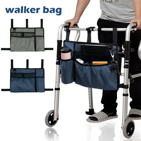 Protoiya Walker Bag with Cup Holder,Hand Free Storage Bag,Walker Attachment Handicap Basket Pouch for Rollator, Wheelchair, Folding Walkers