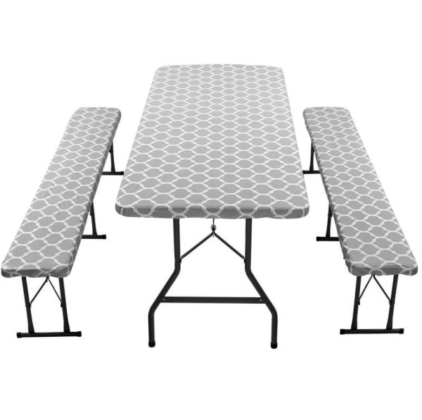 Kyoffiie Waterproof 14.04'' x 10.14'' Gray Vinyl Wipeable Tablecloth