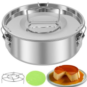 Rzvnmko Stainless Steel Flan Mold 1.5QT,Flan Pan for Instant Pot 6-8QT,Mexican Design Flanera Flan Maker,Flan Pan,Moldes para Flan - Flaneras Moldes con Tapa