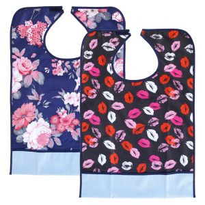 Rzvnmko 2pcs Adult Bib Washable Reusable Waterproof Clothing Protector with Crumb Catcher Eating Cloth for Elderly Seniors and Disabled 26 x 18
