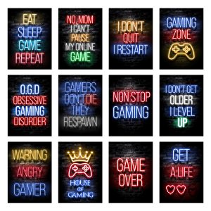 ODOMY Neon Gaming Themed 8??X 10??Poster 12 Pieces