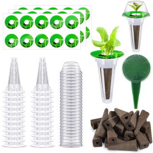 Rzvnmko 97 Pcs Seed Pod Kit for AeroGarden, Plant Seed Starter Sponges Kit for Hydroponic Indoor Garden System with 30 Grow Sponges,24 Grow Baskets,24 Pod Labels,24 Grow Domes,1 Tweezer