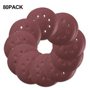 Willstar 80PCS 5 Inch 8 Holes Sanding Discs 40 60 80 100 120 150 180 240 320 400 Grit Sandpaper Sander Round Sand Paper for Wood
