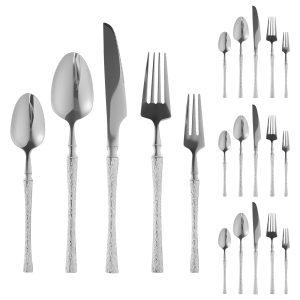 Jetcloudlive 20 Pcs Silver Silverware Set Small Waist Tree Pattern Stainless Steel Tableware Creative Hotel Tableware Steak Knife And Fork Spoon Dessert Fork Dishwasher Safe