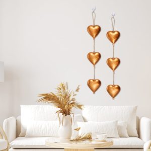 Vintage Metal Heart Wall Art - 3D Sign with Hanging Love Symbol Rustic Farmhouse D??cor| Golden Antique Finish 29.5 In Perfect for Home Ambiance and Valentine's Day Gifts for Him, Her, Decorations