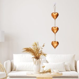 Vintage Metal Heart Wall Art - 3D Sign with Hanging Love Symbol Rustic Farmhouse D??cor| Golden Antique Finish 29.5 In Perfect for Home Ambiance and Valentine's Day Gifts for Him, Her, Decorations