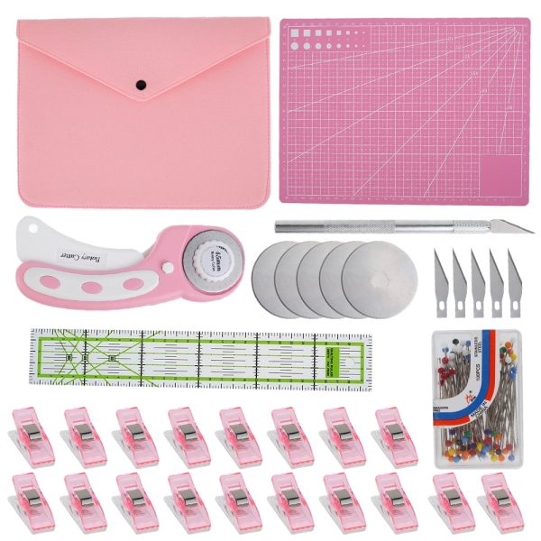 Willstar Rotary Cutter Tool Kit, Rotary Fabric Cutter Set, Fabric Cutter with Cutting Mat, Patchwork Ruler, Carving Knife, Rotary Cutter Kit for Quilting and Sewing