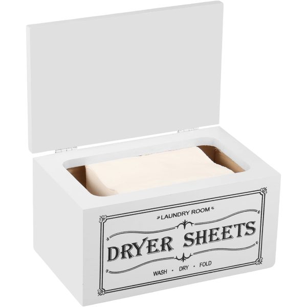 Dryer Sheet Holder With Lid Large Wooden Capacity Dustproof Softener Sheets Dispenser Easy Access Multipurpose Dryer Sheet Storage Box for Laundry Room Bathroom