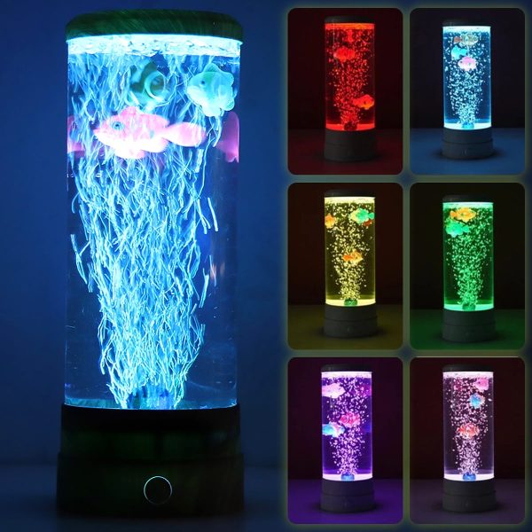 Pcapzz Jellyfish Lava Lamp,LED Fantasy Jellyfish Lamp,Multi-Color Changing Aquarium Tank Night Table Lamp Desk Decor for Home Office Bedroom Living Room