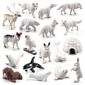 Mini Arctic Animals Toys,Duety 18pcs Arctic Animal Figures,Animals Figurines For Kids Decorations And Bath Sets Polar Bear,Small White Bear Arctic Fox Kids Diorama Birthday Gift