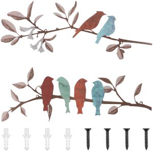 Hvxrjkn 2 Pcs Metal Bird Wall Art Realistic Bird Wall Art Decorative Metal Bird Wall Decor Easy to Install Bird Art Wall Decor for Home Balcony Indoor Outdoor