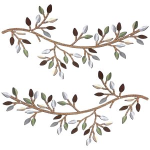 Hvxrjkn 2Pcs Metal Tree Leaf Wall Dcor Vine Olive Branch Leaf Wall Art Artistic Wall Hanging Sign Decorative Wall Sculpture Sturdy Home Decoration for Living Room Bedroom Wall Decoration