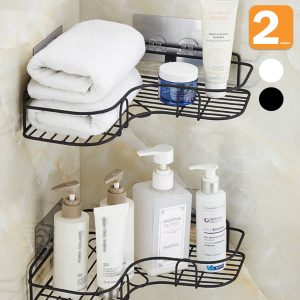 Hvxrjkn Shower Caddy Corner Shelf, Bathroom Storage Shower Caddy Wall Mounted No Drilling System Rustproof Corner Rack Organizer for Bathroom and Kitchen
