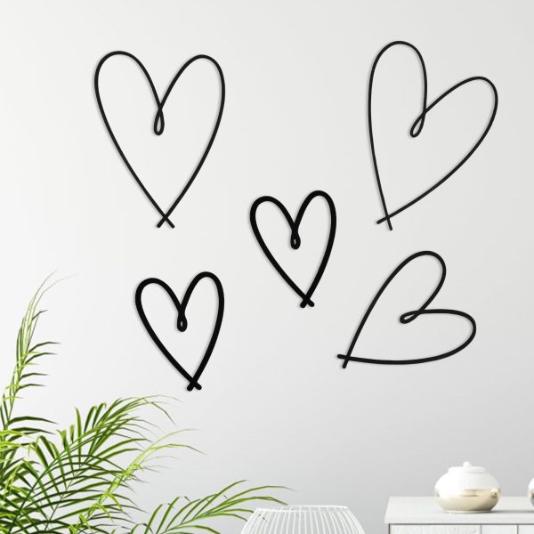 5Pcs Metal Heart Wall Art D??cor Love Heart Wall Decoration Sign Metal Wall Ornaments for Valentine's Day Farmhouse Decor Minimalist for Living room Bathroom Bedroom Dining Room-Housewarming Gifts