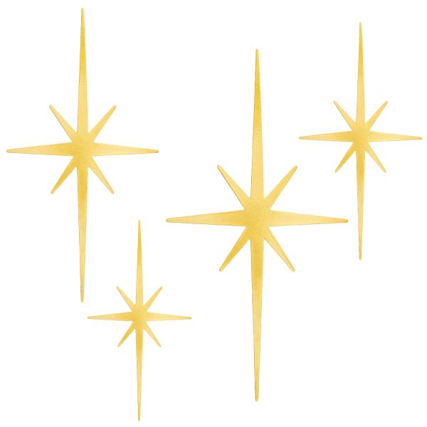 Mid-Century Modern Atomic Starburst Wall Decor, Set of 4 Metal Wall Pediments, Easy to Install, Elegant Wall Art for Home and Office, Independence Day Decoration