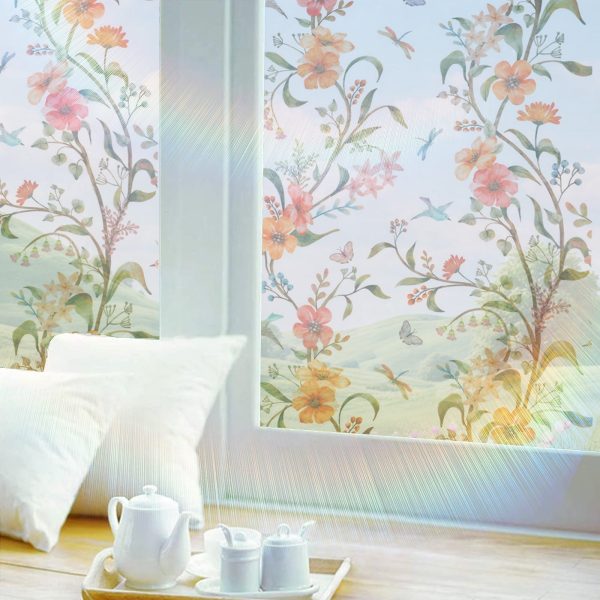 Static Cling Window Film Decorative Window Privacy Film Non Adhesive Home Decoration Sticker for Living Room Bedroom Kitchen Bathroom