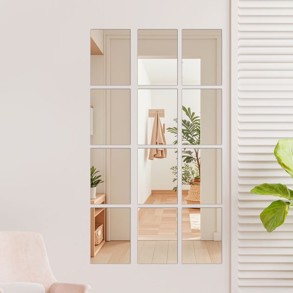 16Pcs Mirror Sheets Self Adhesive Elegant Acrylic Mirror Sheets Flexible Peel and Stick Mirrors Self Adhesive Wall Mirrors Tiles for Bedrooms Living Rooms