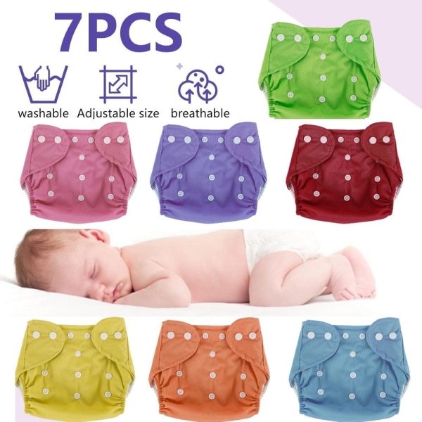EUWBSSR Reusable baby diapers soft and hygienic comfort cover washable size adjustable, All-in-One, Multicolour