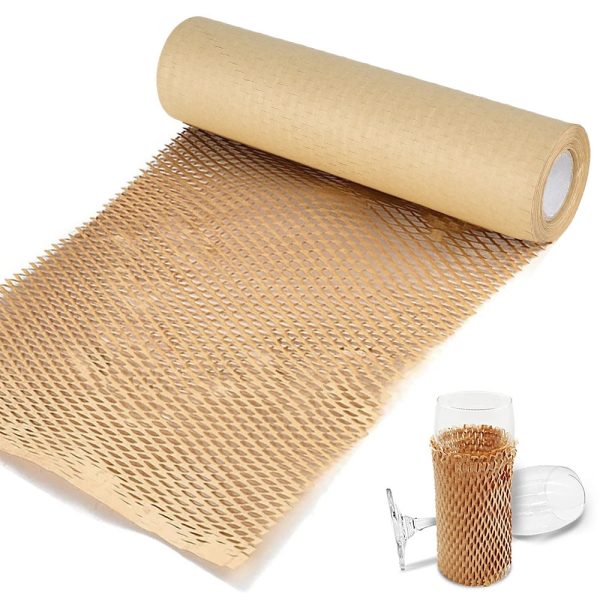 Hvxrjkn Packaging Paper Honeycomb Cushioning Wrapping Roll Paper Perforated-Packing Paper Log Pulp Paper for Packing & Moving Void Fill Paper