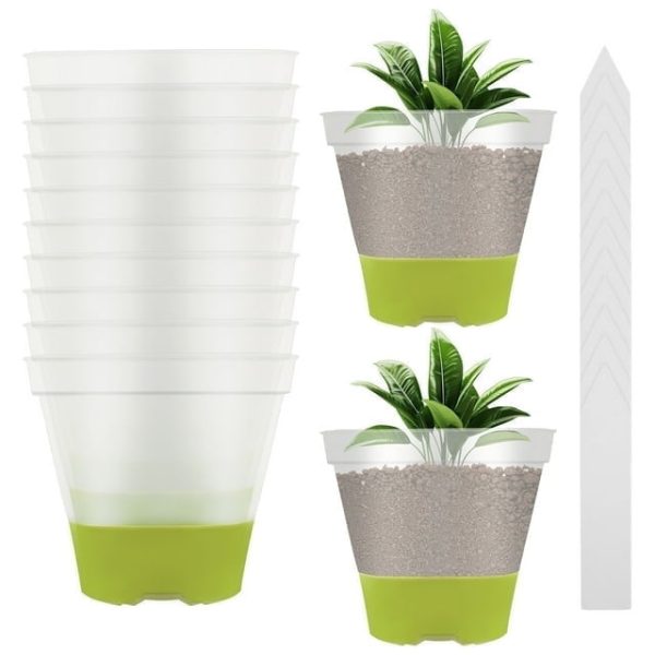 12Pcs Nursery Pots with Humidity Dome and Silicone Base Reusable Plant Nursery Pots with Drainage Hole and Labels Stackable for Plant