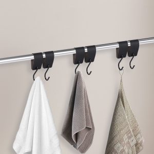 10 Pcs S Hook Metal Clothes Hook with Leather Strap Sturdy Camping Hanger Multifunctional Towel Hanger for Scarf Handbag Hat Clothing