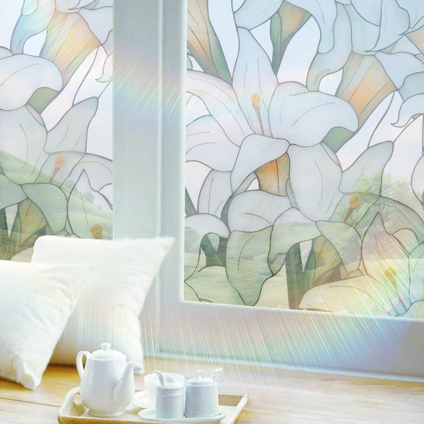 Static Cling Window Film Decorative Window Privacy Film Non Adhesive Home Decoration Sticker for Living Room Bedroom Kitchen Bathroom