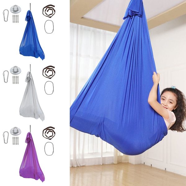 EUWBSSR Indoor Swing Hammock Set, Relaxing Sensory Training Therapy Swing Chair Children Elastic Hammock