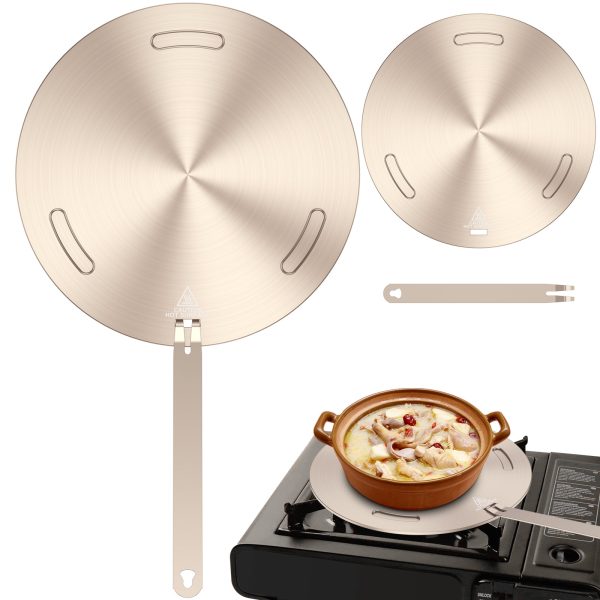 Heat Conduction Plate for Gas Stove Portable Heat Diffuser Plate with Removable Handle Stainless Steel Induction Adapter Plate Durable Induction Heat Diffuser Plate for Milk Coffee Cookware