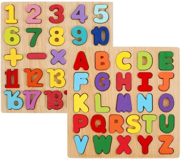 EUWBSSR EUWBSSR Baby Toddler Jigsaw Puzzle Alphabet Letters Number Wooden Learning Preschool Toys Kids Gifts