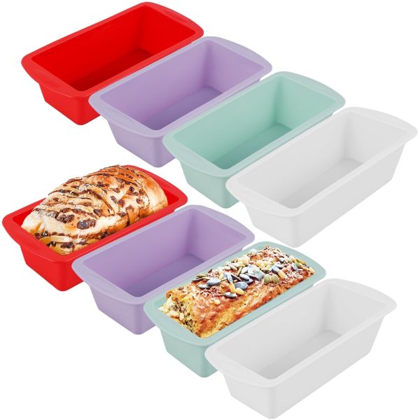 8Pcs Silicone Bread Loaf Pan Non Stick Loaf Baking Mold Heat Resistant Silicone Baking Pan Reusable Bread Toast Mold Easy Release Silicone Baking Mold Rectangular Loaf Tin for Kitchen Cake Bread