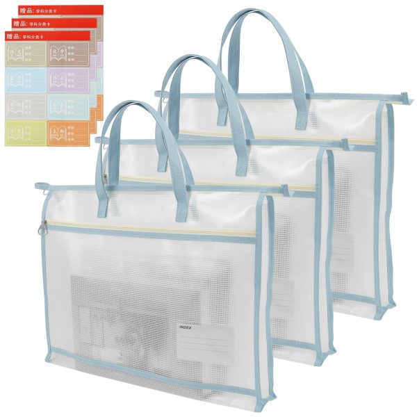 3Pcs EVA Project Bag Two Layer Pocket Craft Storage Waterproof Mesh Zipper Handbag Clearly Organized Art Supply Bag for Office