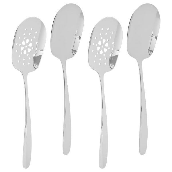 4Pcs Large Serving Spoons Stainless Steel Serving Spoons Set Practical Serving Spoon Utensils Comfortable Grip Metal Serving Spoons Slotted Spoons for Parties Home