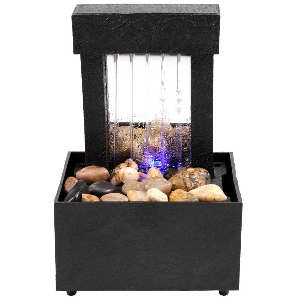 RZVNMKO Indoor Zen Meditation Tabletop Water Fountain with LED Lights, USB/Battery Powered