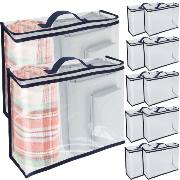 12 Pack Zippered Closet Square Storage Bags Versatile Plastic Blanket Storage Bags Waterproof Clear Clothes Storage Bags Space Saving Closet Organizers and Storage Containers for Home