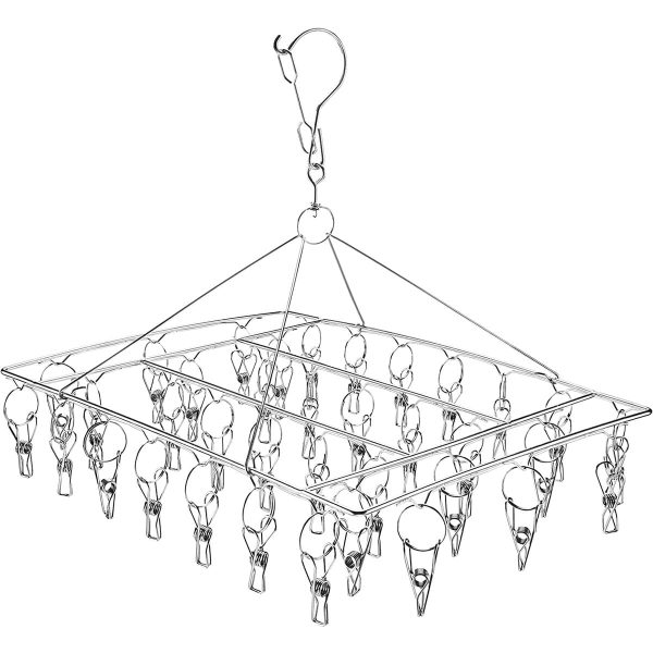 Sock Drying Rack with 36 Clips,Wind-Proof Sock Drying Rack Hangers,Stainless Steel Hanging Sock Drying Rack,Laundry Drying Rack for Sock,Bras,Underwear,Laundry Accessories