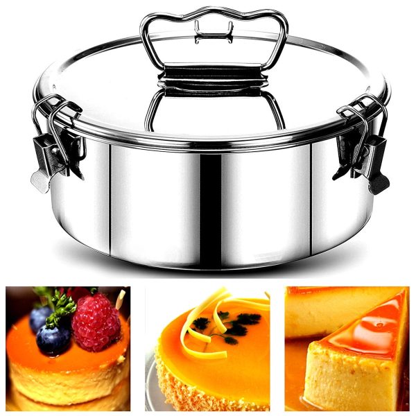 Jetcloudlive Stainless Steel Flan Mold with Lid,gonomic Handle for Easy Lifting,Flanera Flan Maker for Chocolate Cake Cupcake Pudding Flaneras Moldes con Tapa