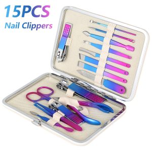 Willstar 15-in-1 Manicure Pedicure Stainless Steel Professional Nail Clippers Kit