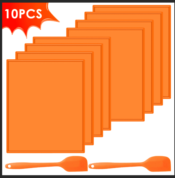 Xiyztok 10Pcs Food Dehydrator Sheets Silicone Dehydrator Mats with Edge Non-Stick Dehydrator Sheets Mul-Silicone Dehydrator Trays with Scraper for Making Fruit Leather Vegetables Herbs