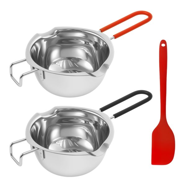 Xiyztok? 2Pcs 480ml Stainless Steel Double Boiler Pot Double Boiler with Heat Resistant Handle Enduring Melting Bowl for Melting Chocolate