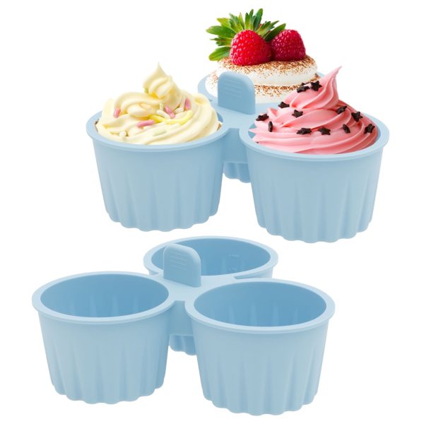 2Pcs 6Holes Silicone Air Fryer Ramekin Reusable Air Fryer Baking Mould with Grip Ear Enduring Non Stick Egg Mold Cup for Baking Kitchen Home