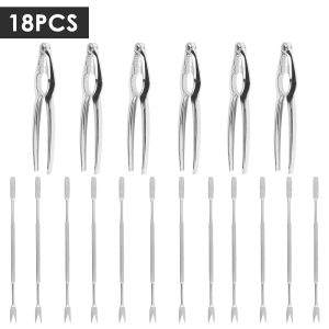 Xiyztok 18PCS Seafood Tools Set Leg Sheller with 6Pcs Stainless Steel Forks and 3Pcs Zinc Alloy Lobster Crab Crackers Nut Cracker Shellfish Lobster Leg Opener Heavy Duty Kitchen Set