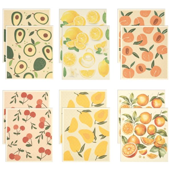 12Pcs Swedish Dishcloths for Kitchen Reusable Kitchen Dish Towels Absorbent Kitchen Dishcloths Washable Kitchen Dish Rags Soft Cellulose Sponge Cloths Kitchen Wash Rag for Washing Dishes